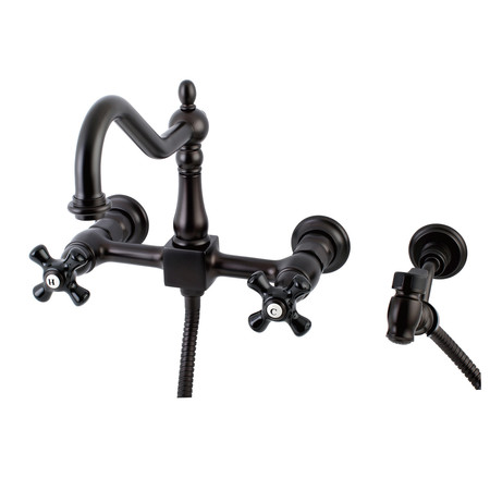 DUCHESS KS1245PKXBS 8" Centerset Wall Mount Kitchen Faucet with Brass Sprayer KS1245PKXBS